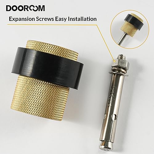 1-1/2 Inch Long Heavy Duty Cylindrical Floor Mounted Brass Door Stopper Holder Protects Doors, 1 Pack, Brushed Brass - color: Brushed Brass