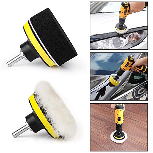 Kshineni 3 Inch Drill Buffing Pad, 11 Pcs Car Foam Polishing Pads Kit, Drill Buffer Polisher Attachment Buffing Kit for Car Polishing, Waxing, Sealing Glaze - size: 3Inch-11Pcs