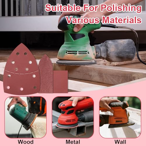 90 Pcs Detail Sander Sandpaper Kit, Hook&Loop Sanding, 60/80/120/240 Grit
