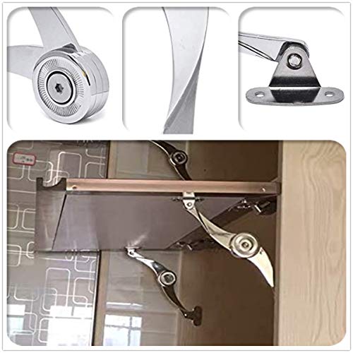 QBOSO Lid Support Hinge in Satin Nickel Folding Lid Stay Hinge with Soft Close, Perfect for Toy Box/Drawer/Window/Wardrobe/Cabinet Door,22lb(Scimitar Style 1pair) - color: Scimitar 2pc