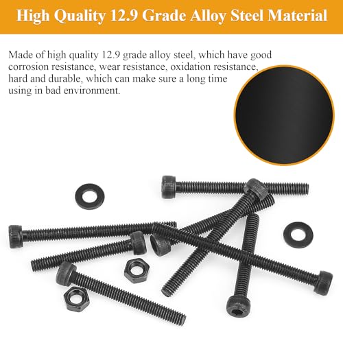 55 Pieces M4 x 30mm Socket Head Cap Screws, Thread Pitch 0.7mm, Sutemribor M4 Black Screws, 12.9 Grade Alloy Steel, Black Oxide Finish, Fully Threaded - size: M4 x 30mm, style: Socket Head