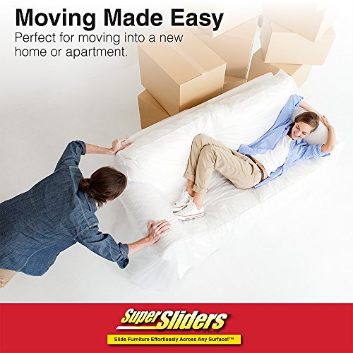Super Sliders 3 1/2" and 5" Reusable 2-in-1 Furniture Carpet Sliders with Hardwood Socks, Beige (8 Pack)