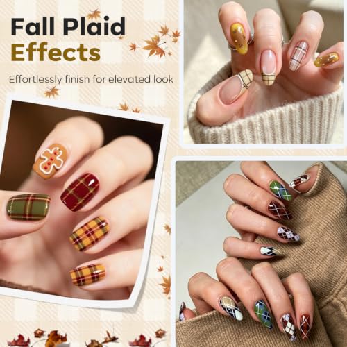 modelones 16Pcs Nail Stamping Kit French Tip Stamper Plaid Nail Stamp Plate - color: A A A1 Classic Plaid Elegance