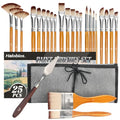 Halobios 25pcs Paint Brush Set, Professional Paint Brushes with Canvas Roll and Palette Knife, Acrylic Paintbrush Kit for Artist,Watercolor,Oil,Gouache
