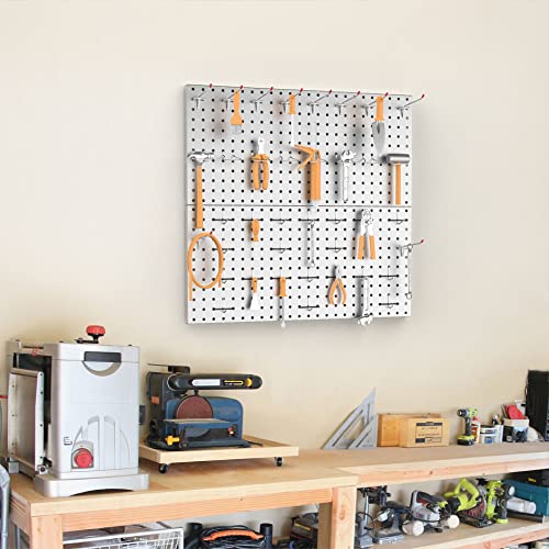 TORACK Metal Pegboard Wall Tool Organizer 24"x24", 70 PCS Tools Pegboard - color: Gray