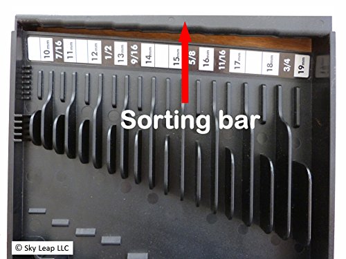 Tool Sorter Wrench Organizer (black) – 28‑Slot SAE & Metric Wrench Tray for Toolboxes – Fits 2” Shallow Drawers – Heavy‑Duty USA‑Made Open‑Face Tool Organizer
