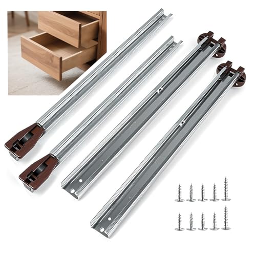 2 Pack of Drawer Slides Center Track for Kenlin Rite-Trak II Rails Kit, 16 Inch Drawer Metal Slides with Stop & Roller