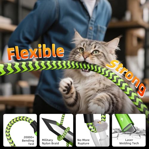 USB C Splitter Multi Charging Cable for Multiple Devices, 2Pack 5FT - color: Green&Black