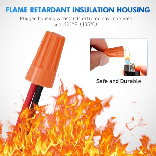 Nilight 120PCS Orange Wire Connectors Kit 18-16 AWG Electric Wire Caps - color: 120PCS 18-16# Wire Caps