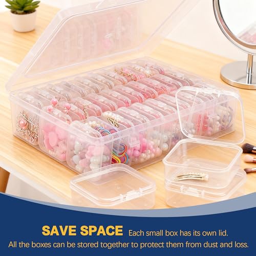 1 Large Box & 30-Grid Transparent Plastic Bead Organizer (Hinged Lid) — A Portable Craft Storage Solution for Jewelry Making, DIY Projects, Nail Art, and Storage of Screws & Small Parts