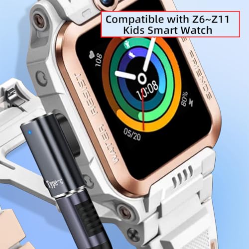 2pcs/lot Magnetic Smart Watch Charging Adapter USB Type-C to 2-Pin Compatible with IMOO Z6 Z6S Z6Pro Z7 Z7A Z7S Z8 Z8A Z9 Z10 Z11 - style: for Pitch 5.0mm Watch