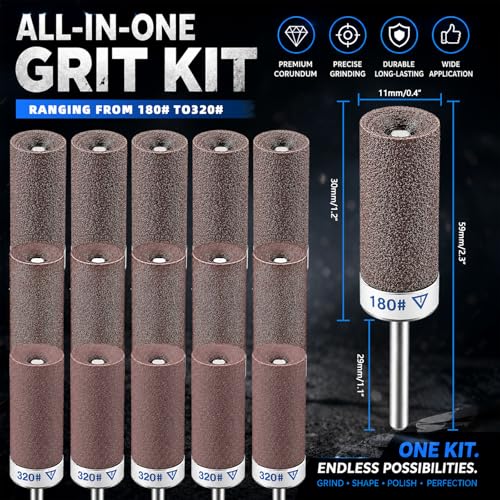 15Pcs Sanding Drums for Dremel Rotary Tool with 1/8" Shank, Sanding Sticks for Plastic Wood Metal Grinding Polishing, 180/240/320 Grits - color: 15Pcs-Mixed Grits