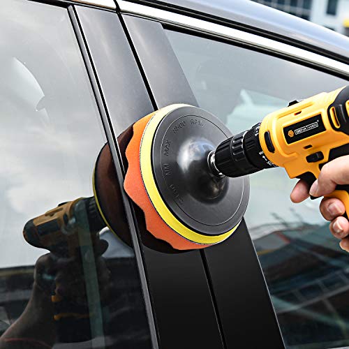 Kshineni 5 Inch(125 mm) Drill Polishing Pads 11 Pcs Car Polishers and Buffers Compound Buffing Kits Drill Attactment for Auto Polisher,Sanding,Waxing - size: 5Inch-11Pcs