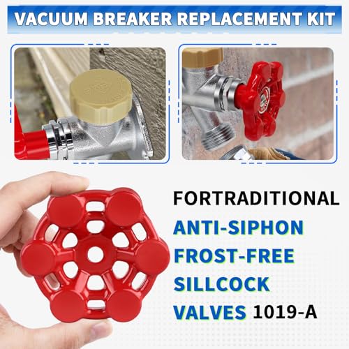 Outdoor Faucet Repair Kit, ASSE 1019-A Vacuum Breaker Outside Faucet Repair Kit, Vacuum Breaker and Handle Replacement Kit for Anti-Siphon Frost-Free Sillcock Valves, Wall Hydrant Complete Service Kit