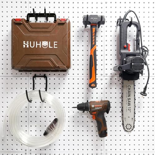 HUHOLE 10 Pack Pegboard Drill Holder Utility Hooks for 1/4 Inch Pegboard