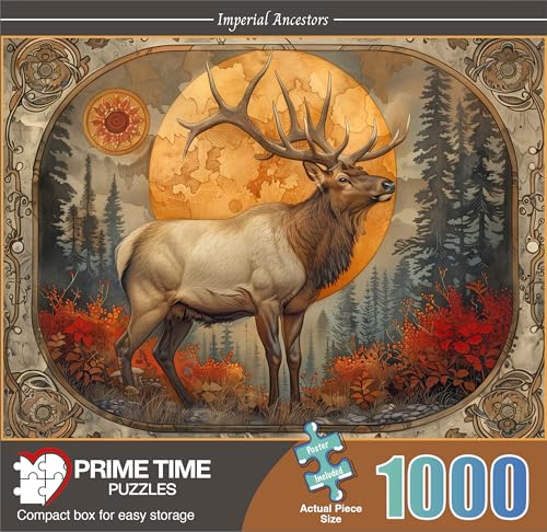 Adult Jigsaw Puzzle 1000 Piece Bull Elk Forest - color: Imperial Ancestors