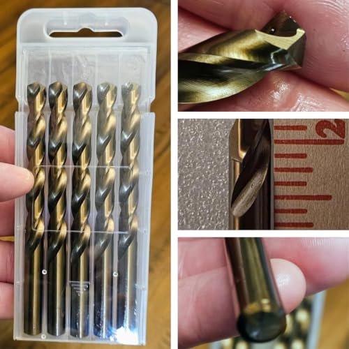 5 Pieces 3/8 Inch Cobalt Twist Drill Bit,135° Split Point,HSS M35 Fully Ground,SAE Jobber Bits for Stainless Steel,Metal,Cast Iron,Aluminum Alloy - size: 3/8"(5pcs)