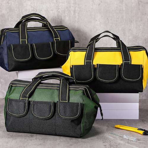 Sanwuta 3 Pack 16 Inch Tool Bags, Classic, Blue, Green, Yellow - color: Blue, Green, Yellow, size: 16 Inch, style: Classic