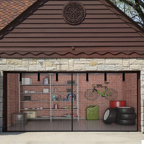 Garage Door Screen 2 Car 12x7FT Garage Screen Door，Upgraded PET Mesh with Retractable Magnetic Screen Garage and Heavy Duty Bottom for Easy Assembly and Pass, Hands-Free Screen Door - size: Size: 12x7FT - Fits Garage Door Size: 12x7FT