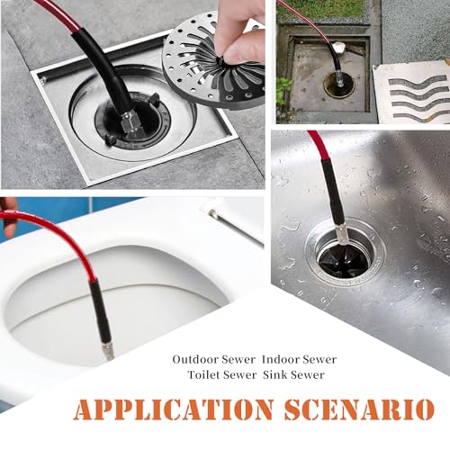 100FT Sewer Jetter Kit for Pressure Washer, 5800PSI Drain Cleaner Hose - color: Red-100FT hose