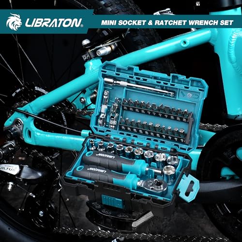 LIBRATON 1/4" Dr Mini Socket & Ratchet Wrench Set with Bits, 4-13mm Socket