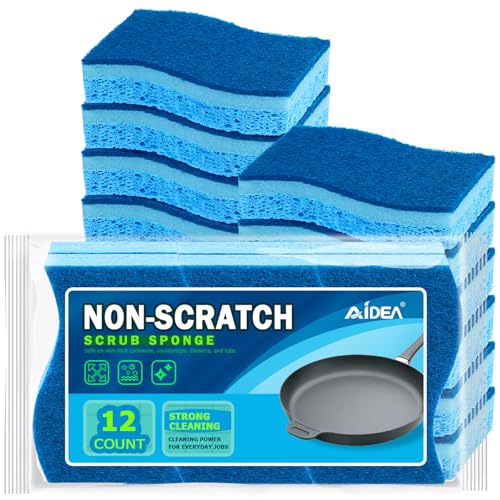 AIDEA Sponges Kitchen, Non-Scratch Scrub Sponge,12Count, Sponge for Dishes - color: Light-blue