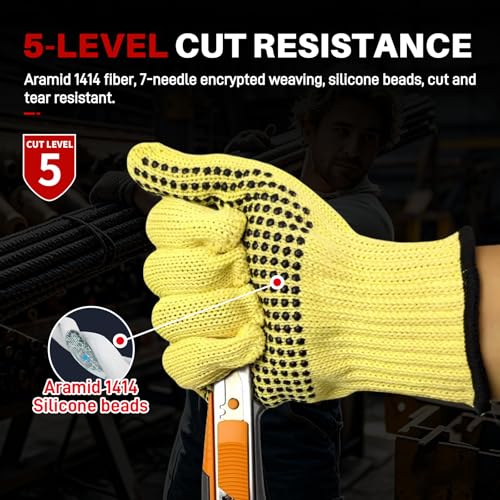 Heat Cut Resistant Gloves,Aramid Leather Oven Gloves with Fingers,Thick Knit Grill Mitts (Silicone Beads, Small) - size: 1pc-Small, style: Silicone Beads