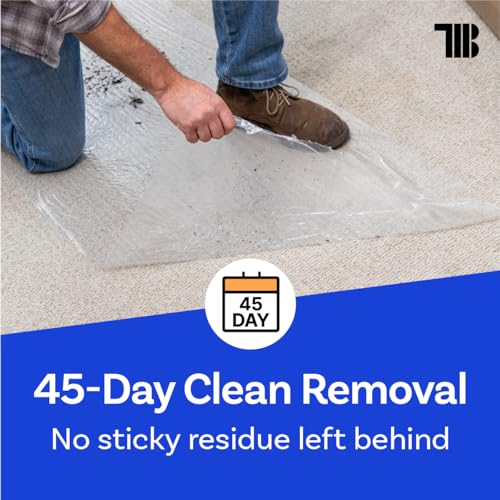 TapeManBlue Carpet Protection Film 36" x 200' roll, Self Adhesive Plastic Carpet Protector Film with Clean Removal & Easy Unwind, Durable Protection Tape to Shield Your Surface from Dirt and Spills - size: 36" x 200' (1 roll)