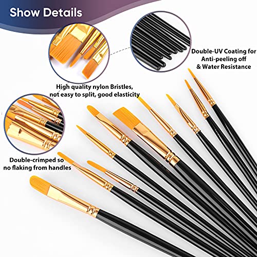 Artstorys Paint Brushes Set, 20 Pcs Acrylic Oil Watercolor Painting Brushes - color: Black