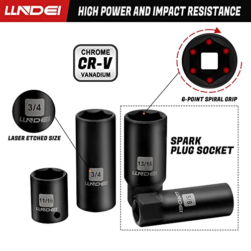 LLNDEI 3/8" Drive Impact Socket Set 95Pcs SAE/Metric - size: 95-Piece 3/8" Drive Impact Socket Set