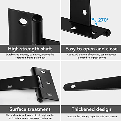 Barn Gate Latch Hardware Kit,2 Latch+4 Hinges,Stainless Steel Black
