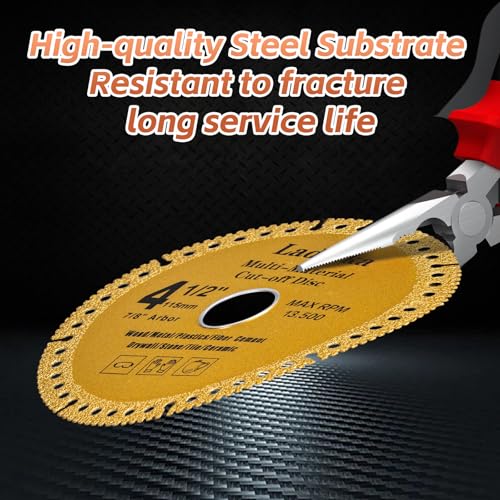 4-Pack 4-1/2 Inch Electro Plated Diamond Grinding Wheel - Heavy Duty Indestructible Disc for Angle Grinder, Multi Material Cutting Blades for Metal, Tile, Stone and Concrete