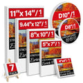 7 Pack Stretched Canvases for Painting, Multi Size 11x14, 9.44x12, 8x10, 5x7, 4x4, Round Canvas with 8x8, 10x10, Primed Blank Canvas for Oil, Acrylic Paint, Beginner, Artist - size: 7 Packs - 7 Sizes (1 of Each)
