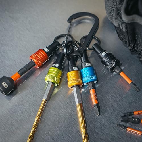 Railer 5pc Multi-Color Keychain Bit Holder, 1/4 Inch Hex Shank Quick Change - color: Multi-Color