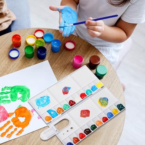 Watercolor Palette, Halobios Paint Palette with 20-Well and 5 Mixing Areas, Folding Paint Tray with Thumbhole and Paint Brush Holder, Plastic Painting Palette for Children Beginners Artists(1 Pack) - size: 1 Pack