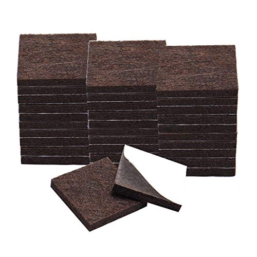 uxcell 32pcs Furniture Pads Square 1 1/4" Self-stick Anti-scratch Felt Pads Reduce Noise for Chair Feet Floor Protector Brown