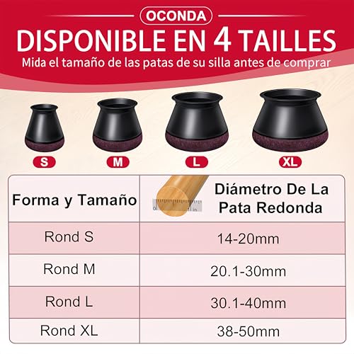 OCONDA 24 PCS Chair Leg Floor Protectors Black, Medium, 4/5''-1-3/16'' - color: Black, size: Round M