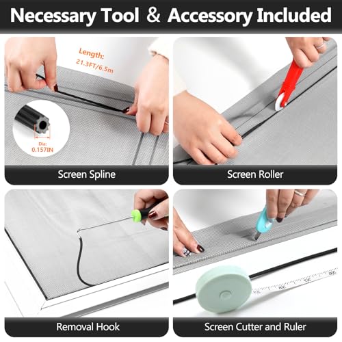 Secopad Window Screen and Screen Door Mesh Repair Kit, Black, 39in x 78in - color: Black, size: 39in x 78in