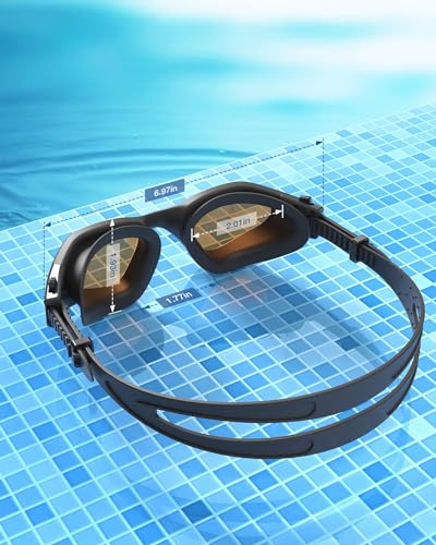 ZIONOR Swim Goggles, G1 SE Swimming Goggles Anti-Fog for Adult Men Women - color: A9-amber Lens Black Frame