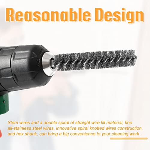 Geiserailie 5 Pieces Wire Bore Brush Drill Hex Shank, Stainless Steel - style: Stainless Steel