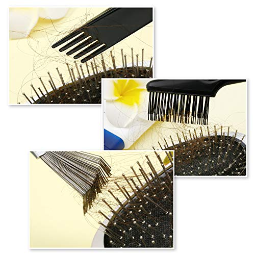 Boao 2 Pack Hair Brush Cleaner,Black,Wood Color,Polished Wooden Handle Rake - color: Black, Wood Color, style: Polished Wooden Handle Rake