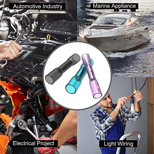 245PCS Heat Shrink Butt Wire Connectors 26-10 AWG, Insulated Waterproof Electrical Wire Connectors Automotive Marine Grade Wire Crimp Terminals Butt Splices, Ideal for Boat, Truck - size: Mix 245 PCS