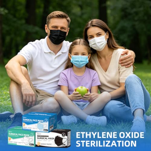 50Pcs Surgical Masks,Black Disposable Face Masks,3-Ply Breathable Mask For Adults,Great For Outdoors, Home, Office, School - color: Black
