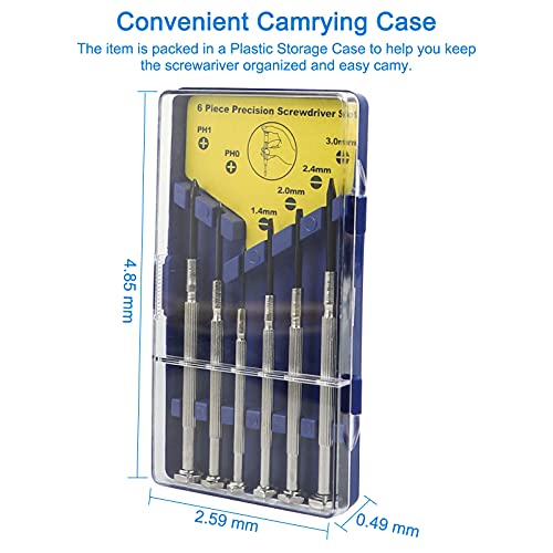 6 PCS Precision Screwdriver Sets, Eyeglass Repair Kit Screwdriver, Mini Screwdriver Set, Flat Head and Philips Head Screwdriver Sets, With 6 Different Sizes, Suitable For Watch, Electronic Repairs