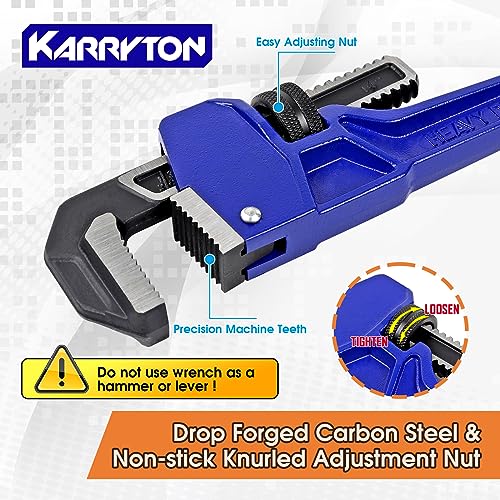 Pipe Wrench set,8" 10" 14" 18" Adjustable Jaw Opening Cast Iron Straight Handle Plumbing Wrench, Perfect Plumbers Tool for Oil Field, Plumbing, Auto Repair, Construction and Mechanics - size: 8,10,14,18-IN, style: Straight