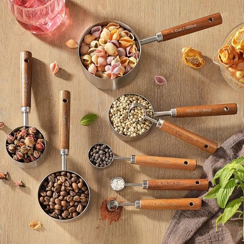 Stainless Steel Metal Measuring Cups and Spoons Set, 8 Pack