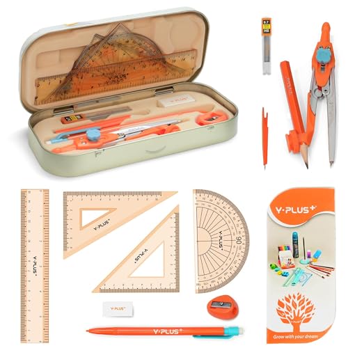 YPLUS Geometry Set, Protractor and Compass Set for Students, 12Pcs - size: 1 Count (Pack of 12)