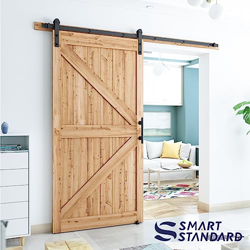 SMARTSTANDARD 7.5 FT Heavy Duty Sturdy Sliding Barn Door Hardware Kit,Black - size: 7.5 Feet
