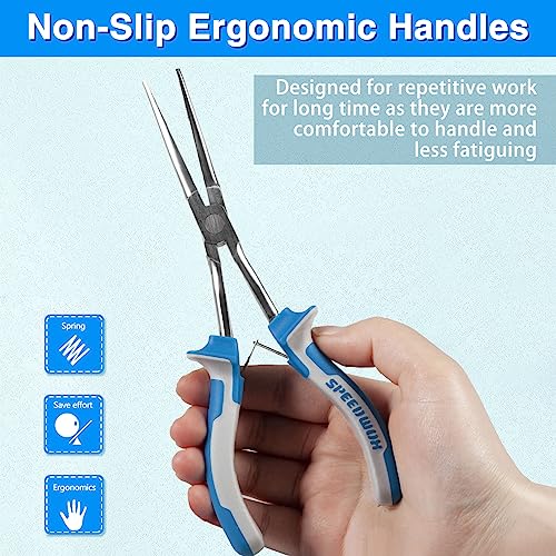 SPEEDWOX 7 Inches Long Reach Needle Nose Pliers with Serrated Jaw - style: Needle Nose Pliers with Teeth