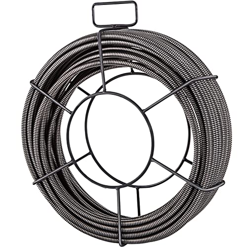 VEVOR Drain Cleaning Cable 75ft x 3/8 inch Solid Core Cable Sewer Cable, Drain Auger Cable Cleaner, Snake Clog Pipe Drain Cleaning Cable W/Four Shapes of Cutters - style: 75Ft x 3/8Inch